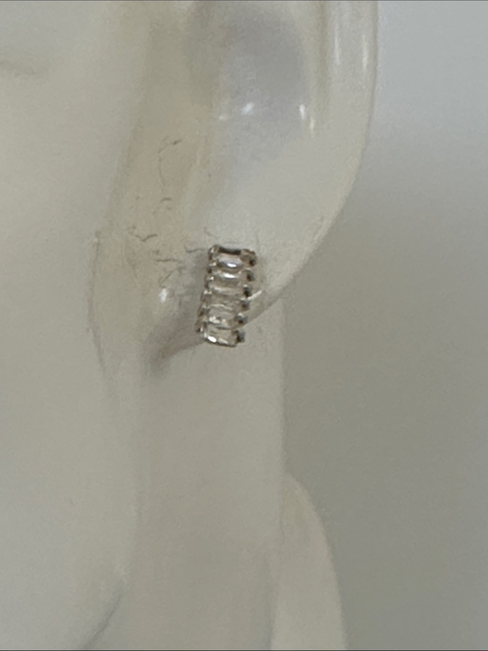 Dainty Silver Baguette Zircon Huggie Earrings - Women Jewelry